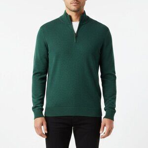 Joseph A Banks 100% Merino Wool Green Long Sleeve Quarter Zip Sweater NEW L